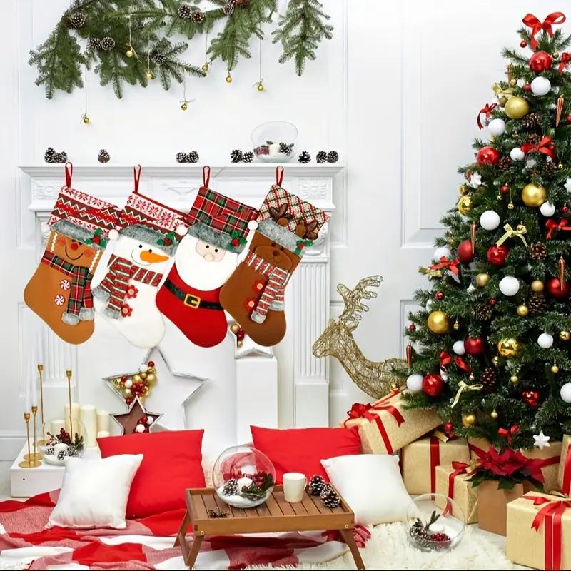 Christmas 2025 Hanging Fireplace Showcase Gift Bags Cute Santa Claus Snowman Atmosphere Decorative Festival Decorations
