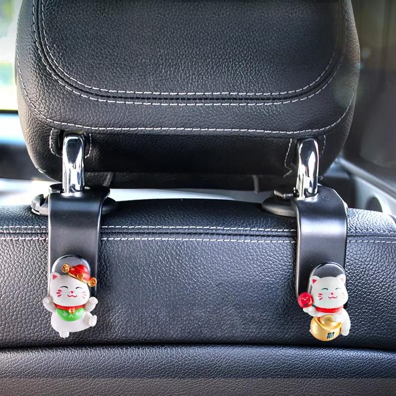 Car Seat Lucky Cat Back Hook Interior Supplies Car Seat Backrest Cutie Storage Car Accessories Decorative Adorns Creative Decor