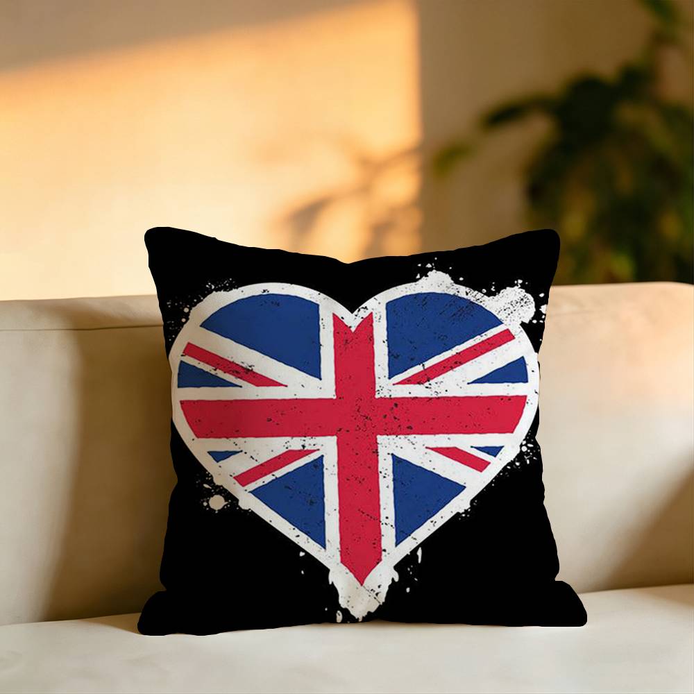 Britische Künstlerische Flagge Quadrat Doppelseitig bedruckte Kissenhülle Schlafzimmer Nachttischkissen Sofakissenbezug