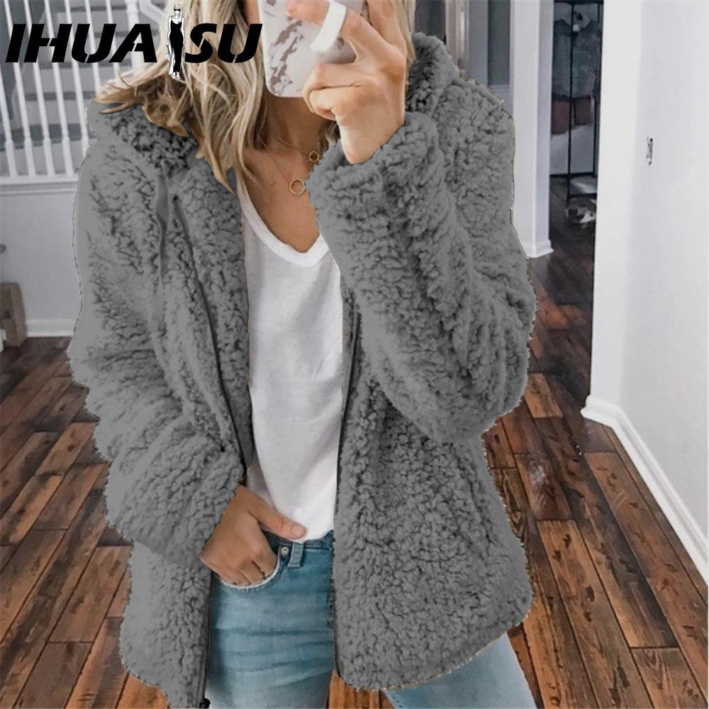 

IHUASU Женские винтажные повседневные куртки и пальто с капюшоном и принтом в сетку на осень и зиму с длинным рукавом XXXXXL темно-серого