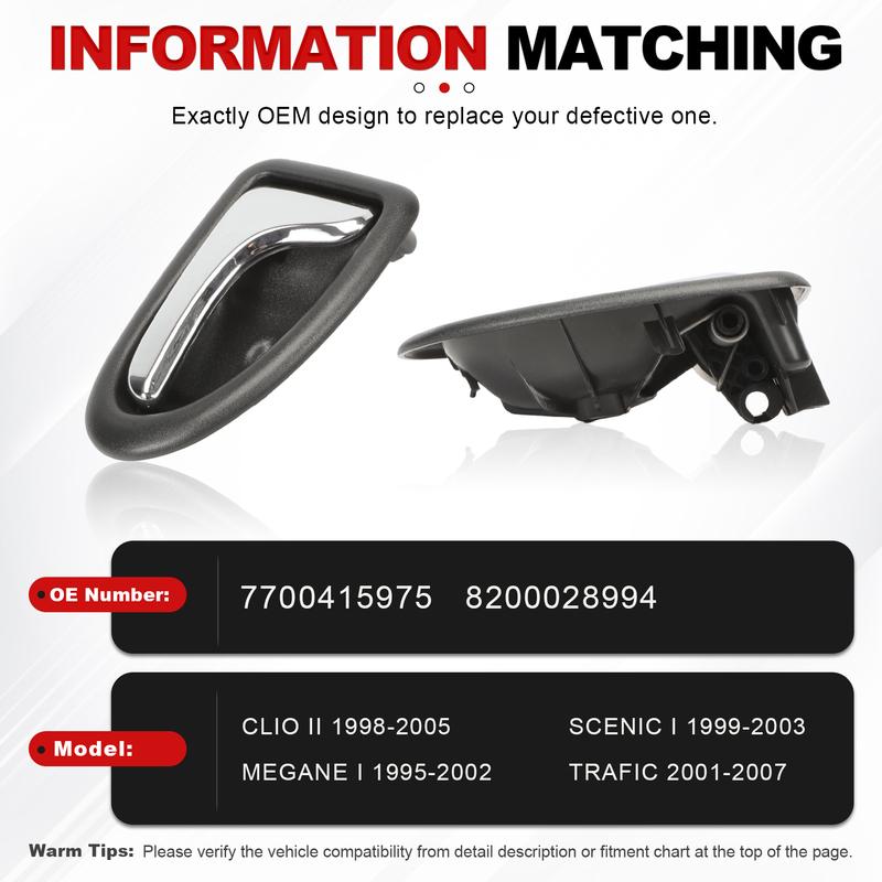 1 Pair Front/Rear Interior Door Handle 8200028994 FOR Renault Megane I 1995-2002 Clio II 1998-2008 Scenic I 1999-2005 7700415975