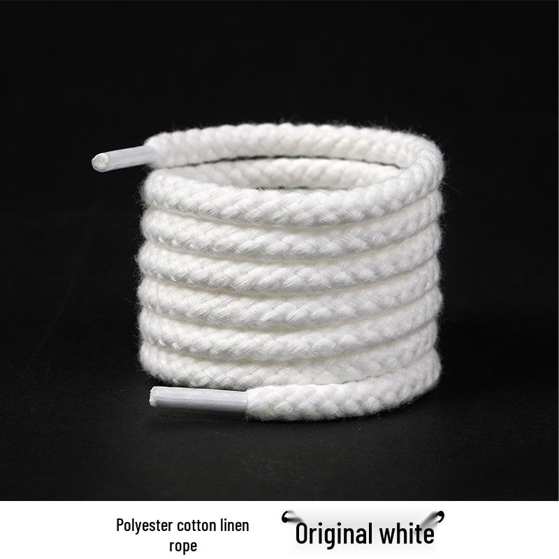 6mm Hemp Rope Shoelaces Pair - Thick Round Style for Converse AJ Casual Sneakers (White/Beige)