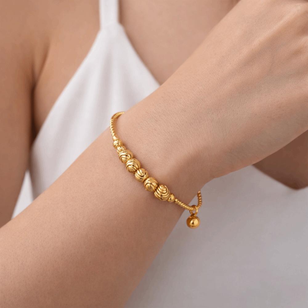 Adjustable Gold Beaded Bracelet Zinc Zinc Zinc Alloy Wristband Fashion Cuff Bangles Girl