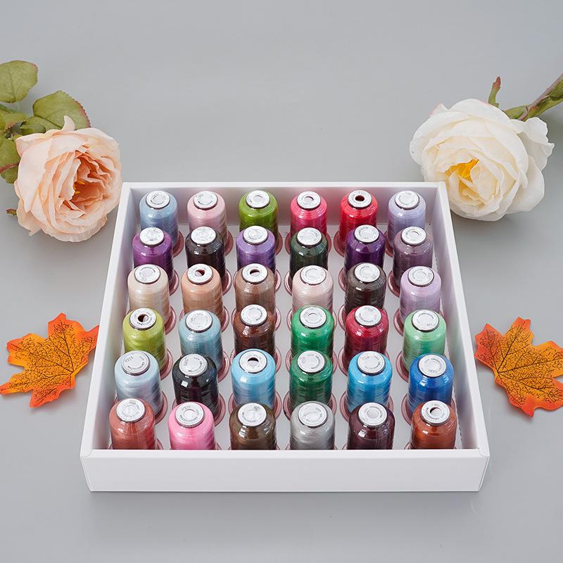 36-Color Embroidery Thread, Polyester 120D Sewing Thread Home Textiles Curtain Color Embroidery Thread Computer Embroidery Thread Set