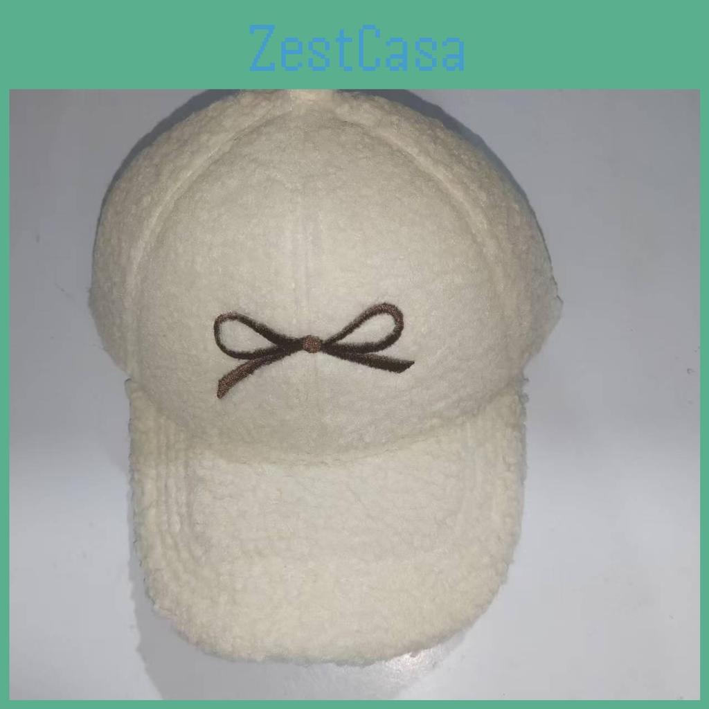 Winter Plush Baseball Cap With Embroidered Butterfly Bow Design For Wear Daily