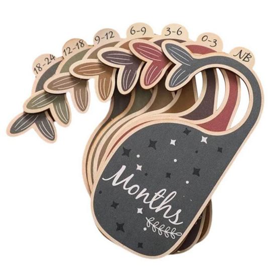 

7 шт., разделитель для детского шкафа в форме кита, разделители размеров детской одежды, очаровательный деревянный органайзер для одежды в виде вешалки для дома 7pcs