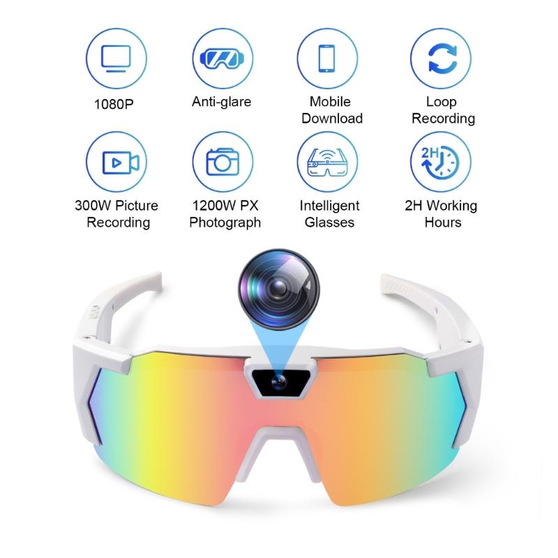Cycling Intelligent Glasses Featuring Camera Wireless for Convenient Calls Music Playback Windproof Outdoor Gear