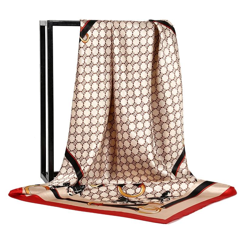 Europe And America Square Shawls Four Seasons Popular Silk Scarves Luxury Style Sunscreen Kerchief New Fashion 90X90CM Headcloth