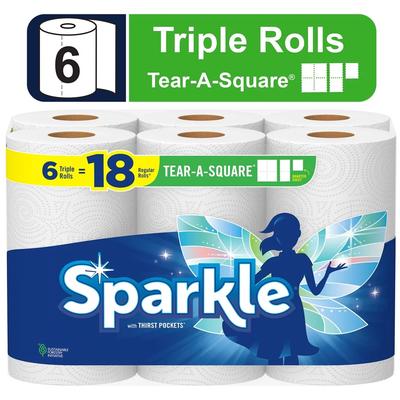 Tear-A-Square Paper Towels 6 Rolls 165 Sheets Multi-Size Absorbent Perforated Kitchen Cleaning Essential Budget Friendly