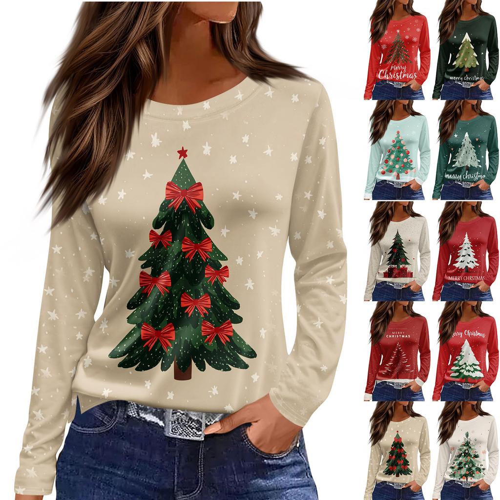 Women's Daily Casual Long-sleeved Printed O-neck Top
