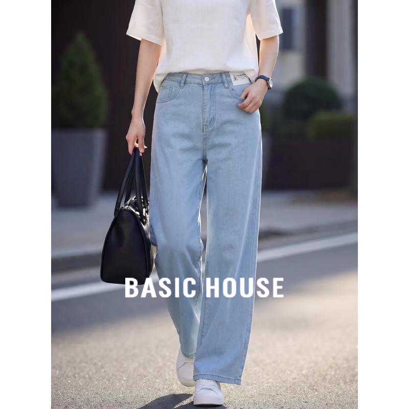 Basic House Women s Light Blue Cropped Tencel Straight-Leg Jeans 2XL