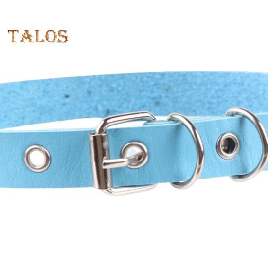 Men Necklace Vintage Punk Style Adjustable Faux Leather Solid Color Bukle Pin Neck Belt Party Club Choker Adult Jewelry