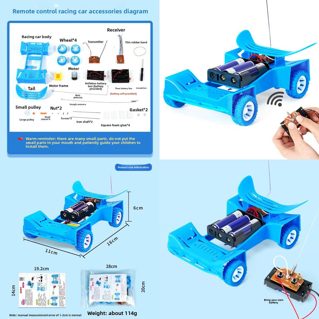 Self Made Wireless Remote Control Racing Car Model Assembly Set Kid Puzzle Toy For Children Educational Physics Kit