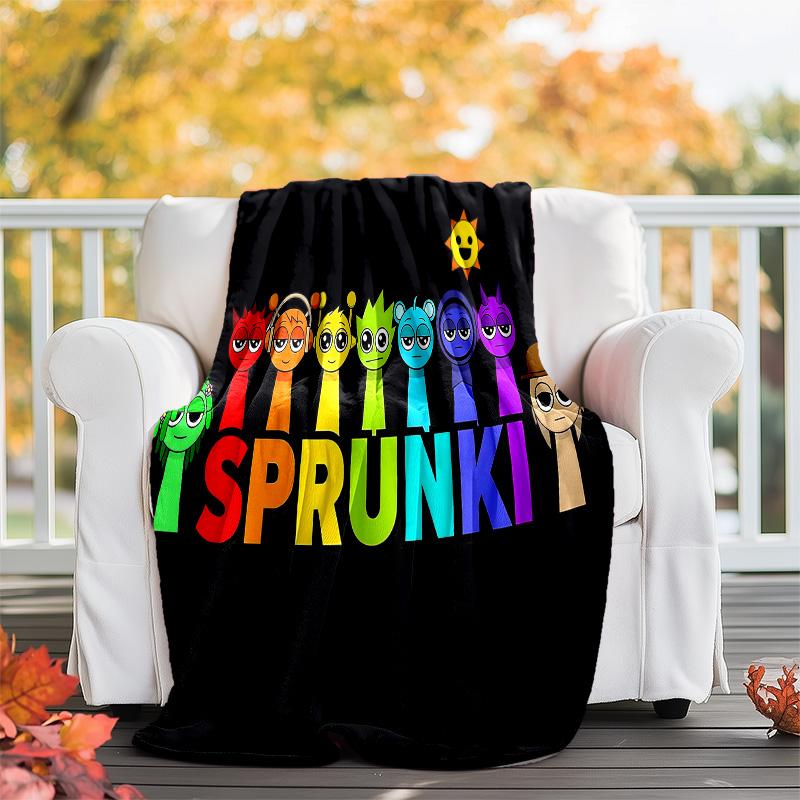 1pc SPRUNKI3 Theme Blanket - Digital Print, Polyester, Cozy for All Seasons, Perfect for Outdoor, Camping, and Travel