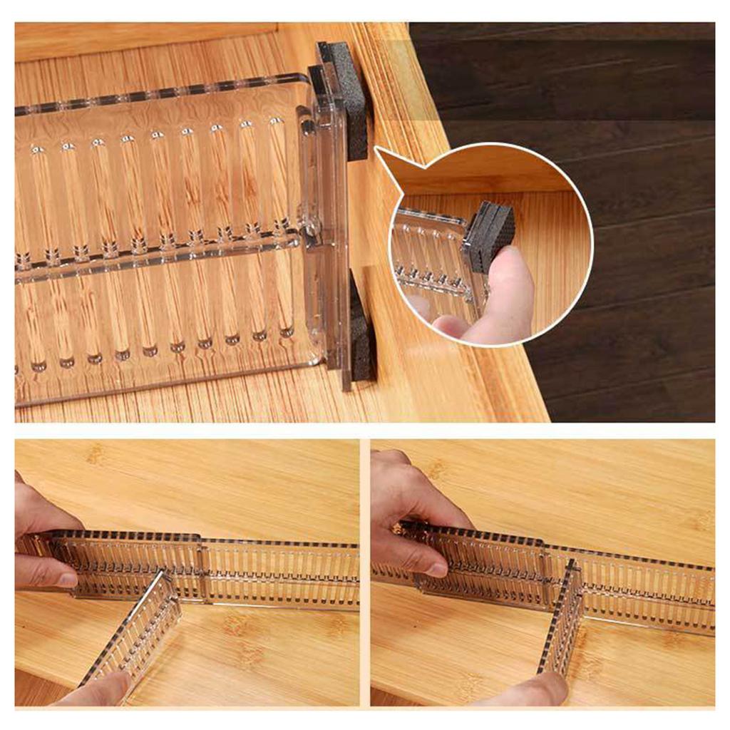2PCS Adjustable Drawer Dividers Plastic Expandable Storage Separation Panel for Clothes Socks Organization