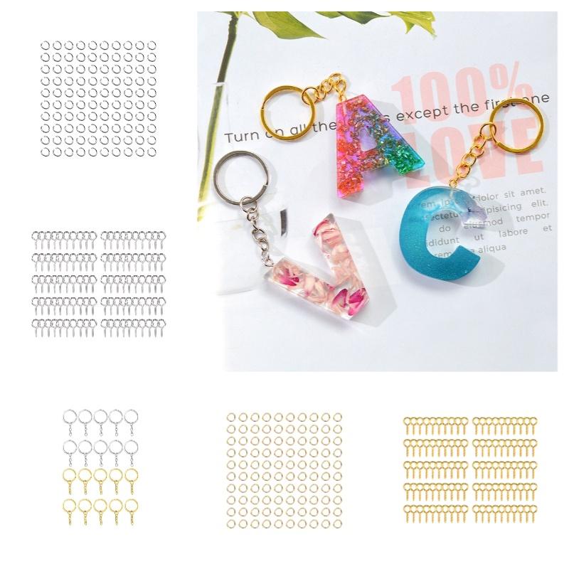 Screw Pins Eye Metal Bulk Split Key Ring Set For Diy Resin Keyring Art Craft