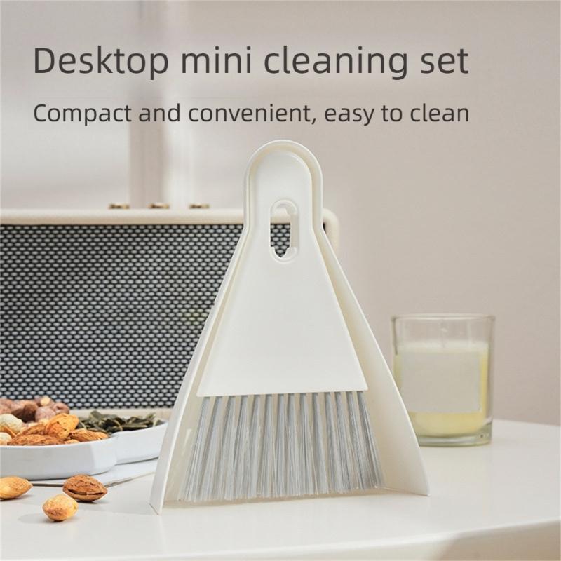 Dense Brush Dustpan Combination Modifiable Brush Space Saving Design Compact Desktop Broom And Dustpan Set