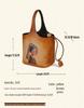 Vintage Floral Print Handmade Cowhide Leather Bucket Bag