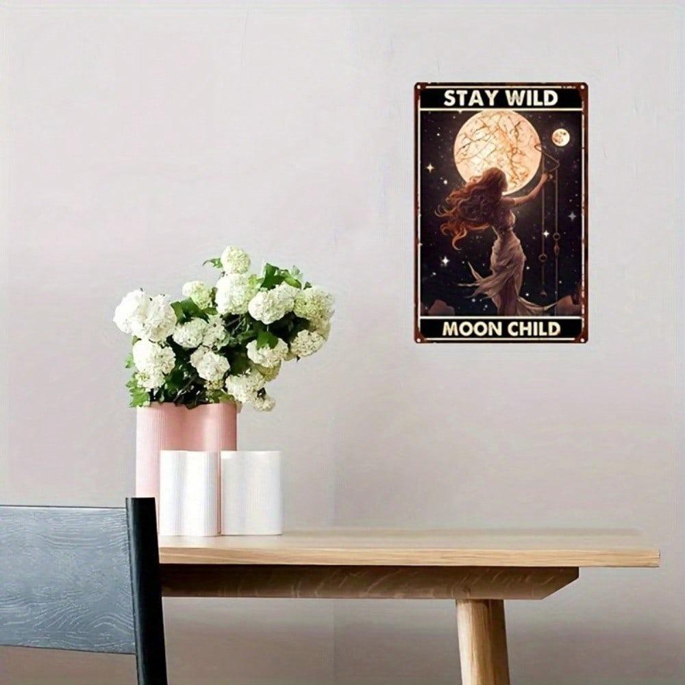 Vintage Moon Child Metal Tin Sign Retro Wall Art Decor for Home Bar Cafe Garage