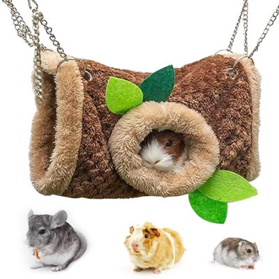 Hamster, Guinea Pig, Chinchilla Hammock Bed, Fleece Sleeping Bed, Small Animal, 2-Way Toy (Brown, Tunnel)