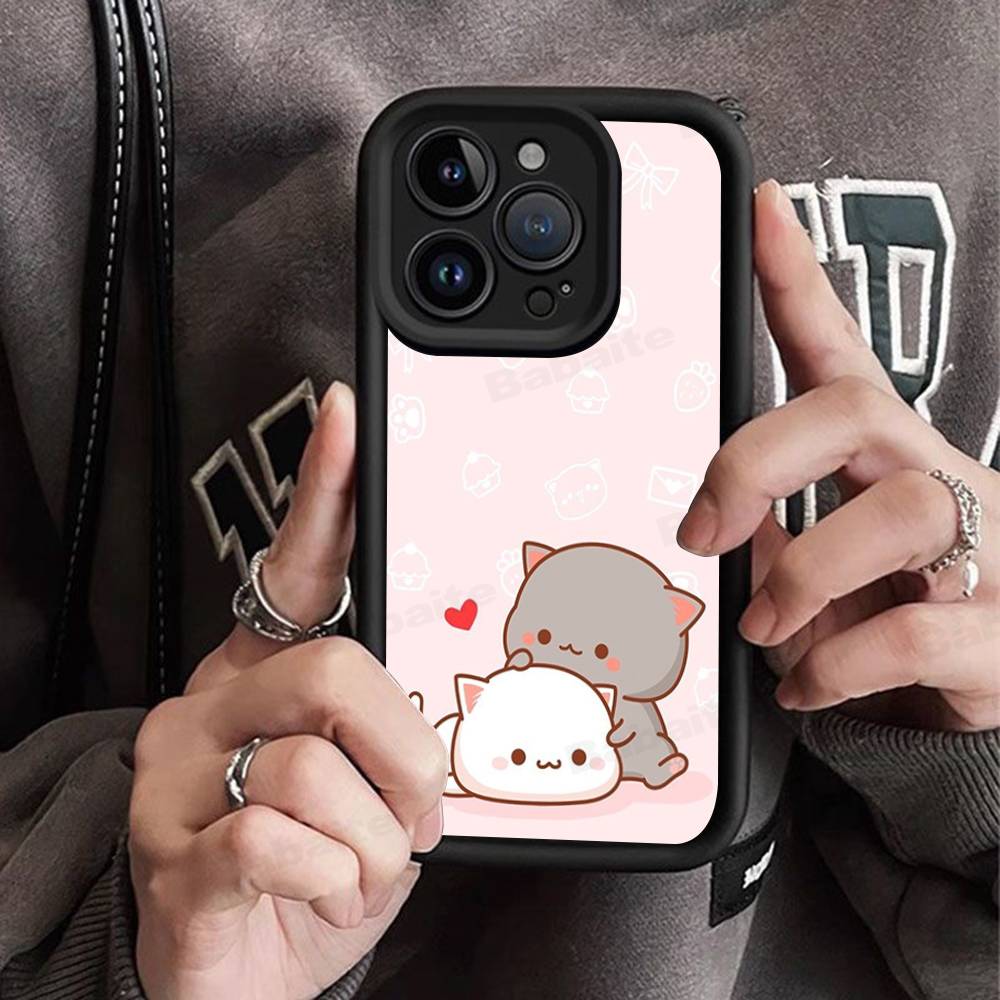 Cartoon Cute Cats Silicone Soft Phone Case For iPhone 17 16 14 13 12 11 15 Pro Max Plus Air Cover