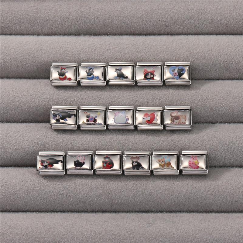 New Lovely Cat Dog Cow Fish Heart Y2K Wholesale Italian Charms Fit 9MM Stainless Steel Bracelet DIY Creative Jewelry Gifts