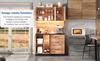 105 × 40 × 180 Cm Modern Tall Kitchen Cabinet, Black and Wood-look with LED Lighting, Adjustable Shelves and Euro-style Socket