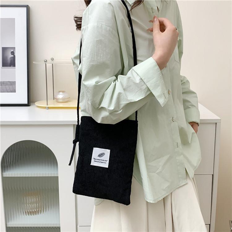 Soft Stylish Corduroy Crossbody Phone Bag For Women With Chic Bucket Shape Design And Multiple Colors Available