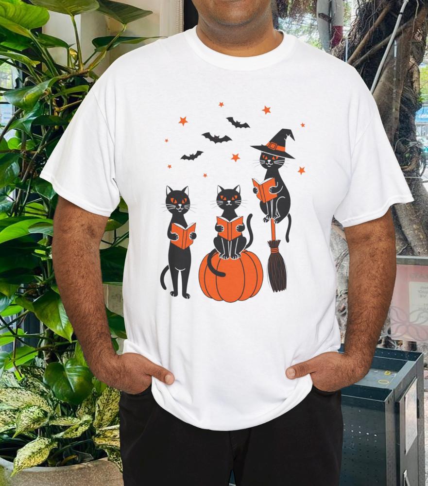 Halloween Spooky Cat, Book Lovers T-Shirt, Halloween Gift, Unisex T-Shirt