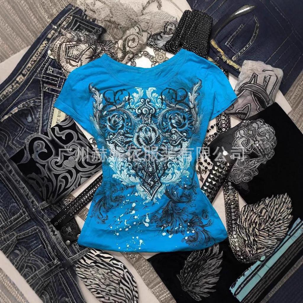 2026 Y2K Slim-Fit Short-Sleeve Print Top T-Shirt: Stylish European & American Retro Fashion for Women