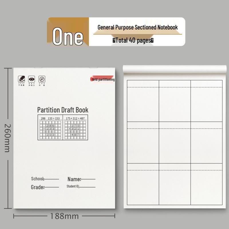 Partitioned Scratchpad for Elementary to High School Students - Ideal for Mistakes & Exam Prep