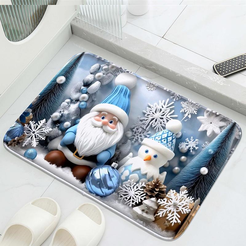 

Red and black checkered Christmas tree flannel bathroom anti slip mat, absorbent foot mat, shower room small carpet, door mat 50X80CM