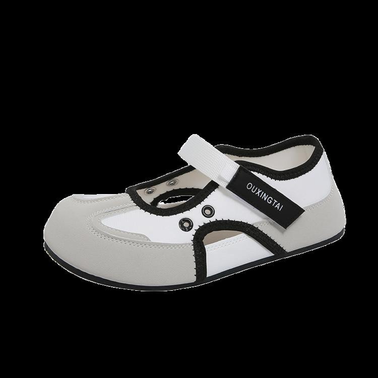 

Версия из мягкой кожи~ Уродливые милые туфли Мэри Джейн женские 2025 новая летняя обувь, легкая мягкая подошва универсальные повседневные спортивные сандалии 35