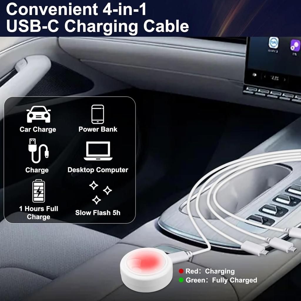 LYCARESUN 4 Pcs Wireless Interior Car Led Lights With Remote Control, 16 Colors USB Rechargeable, Magnetic Touch Ambient Led Lights For Decor