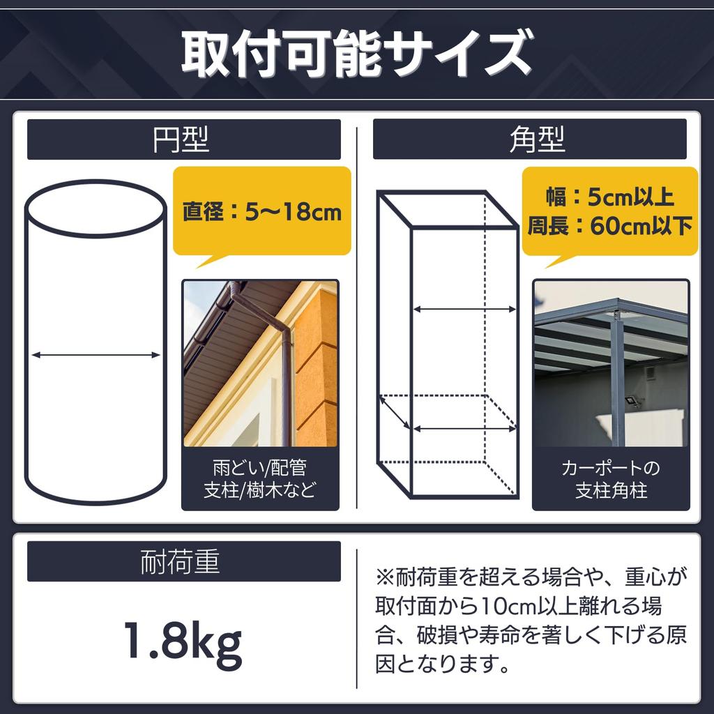 Heptus Installation Mounting Bracket for Security Cameras and Solar Cable Ties [Easy Anywhere] Lights, Cylinder, 3-Point Mounting,