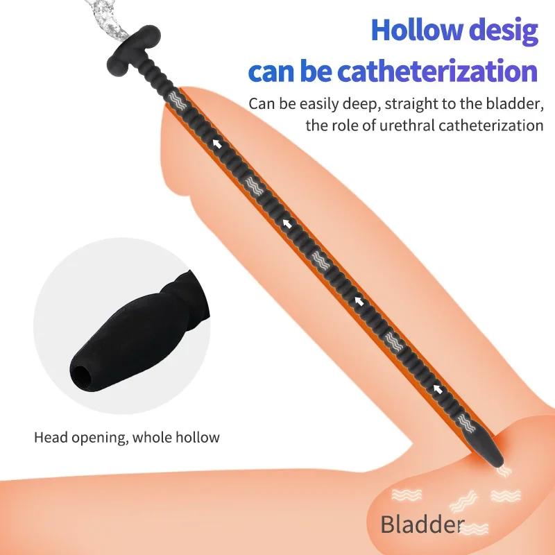 25CM Long Prostate Hollow Urethral Catheter Dilator Horse Eye Irritation Adult Sex Toys For Urethra Masturbation Men Penis Plug