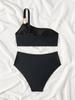 Solid One Shoulder Low Waist Sexy Bikini Set Elegant Comfortable Two Piece Swimwear