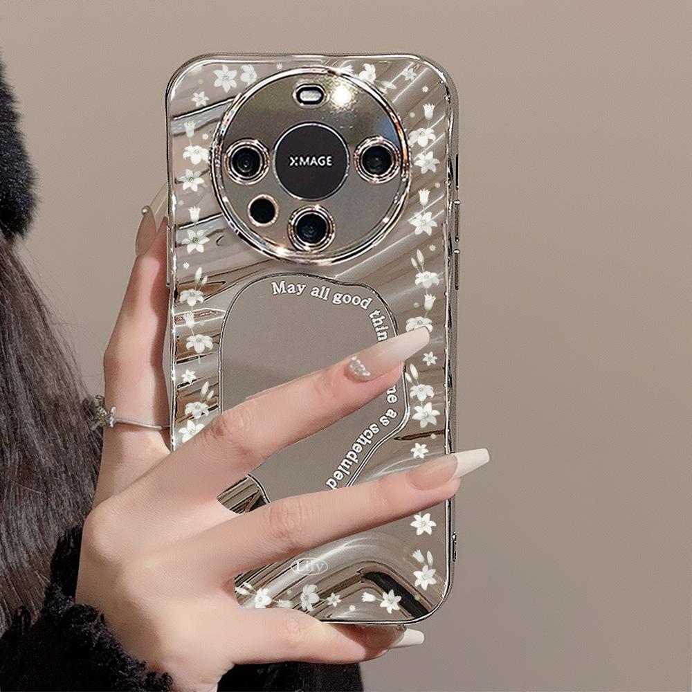 Spiegel Handyhülle für iPhone 16 11 13 14 für 16 Pro 12 13 15 16 Pro Max für Samsung A15 A16 A35 A55 Niedliche Wolke Blume Welpe Galvanisierte Handyhülle