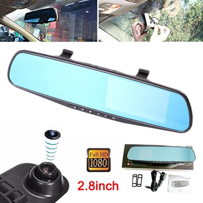 720P HD Car Rearview Mirror Driving Recorder Blue Screen Anti-glare 2.8 Inch Blue Mirror Default Initial Language English