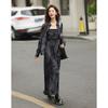 New Chinese Style Ink Print Shirt and Suspender Dress Set