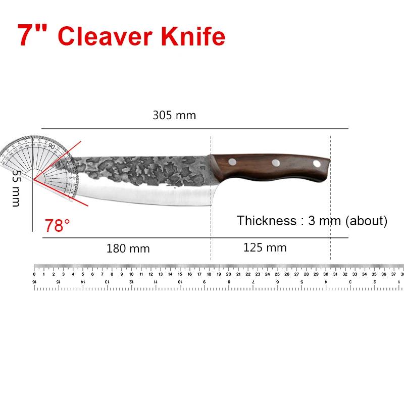 Heavy Chef Knife Cleaver Meat Chop Bone Vegetable Kitchen Knives Hand Forged Blade Wood Handle Chef Butcher Boning Slicing Knife