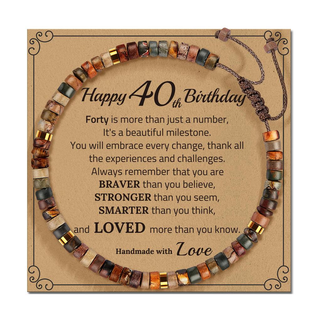 Adjustable Handmade Stone Bracelet Decoration for All Ages Featuring A Blessing Card and Multiple Color Addition