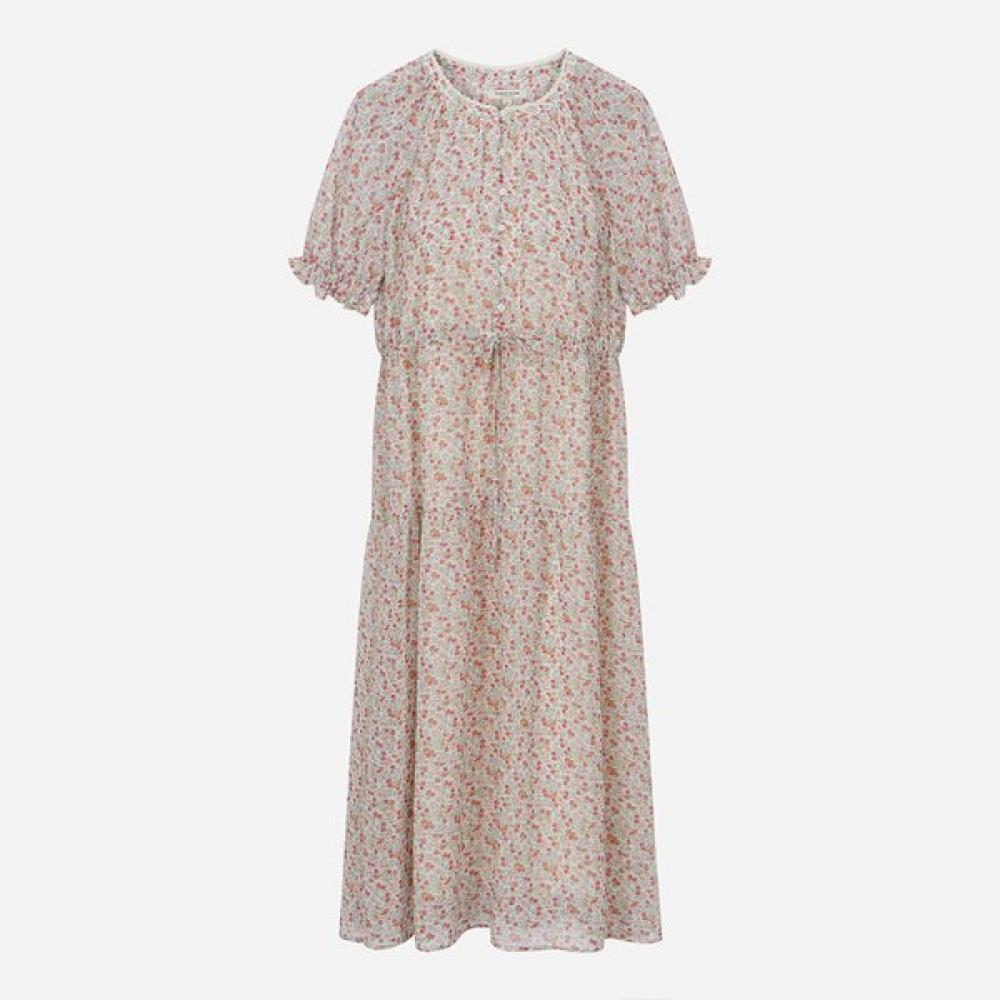 Thursday Island Women Flower Puff Sleeve Long Dress T264mop257w pink (PK)/M