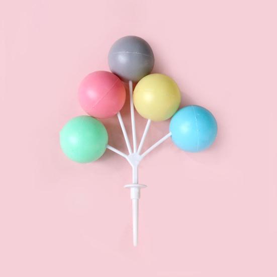Bunte Mini-Ballon-Kuchenaufsätze Kunststoff-Ballon-Spieße 5 Ballons Dessert-Cupcake-Dekoration für Geburtstagsfeier Hochzeitsfeier