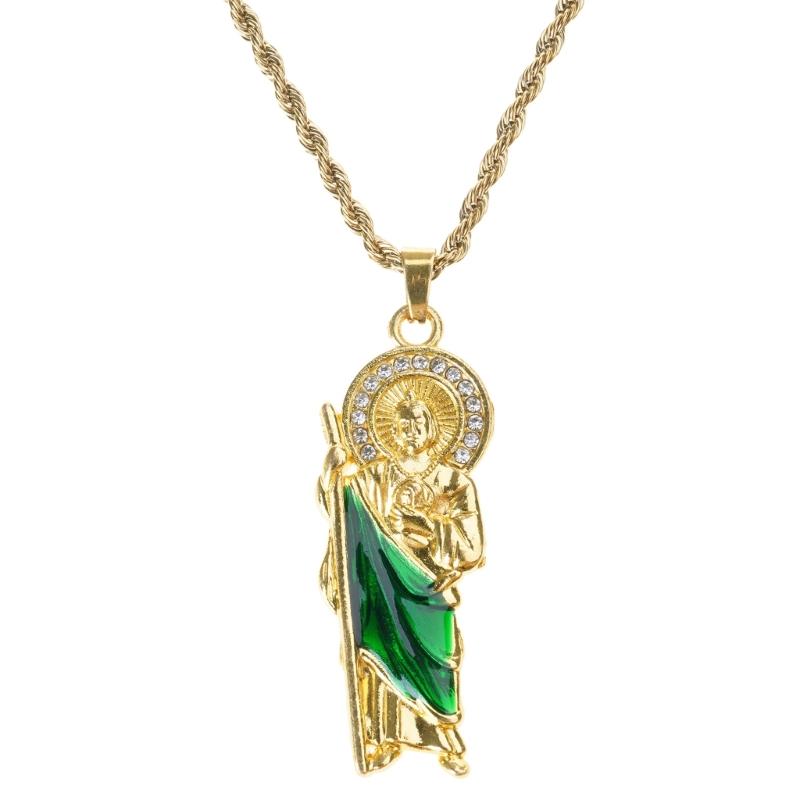 

Religious Saint. Jude Pendant Necklace Adjustable Length Neckchain Unisex Choker Jewelry Catholic Faith Accessory 1