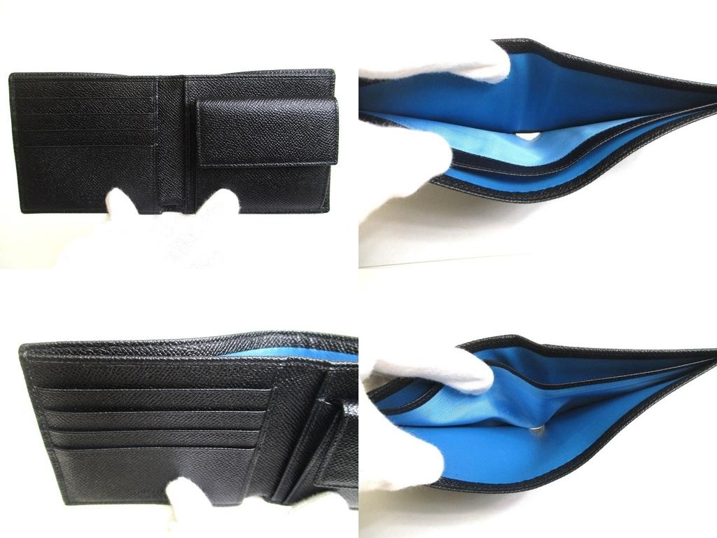 Authentische BVLGARI Schwarze Leder Bifold Geldbörse Kompakte Geldbörse #a633 Geöffnete Schachtel