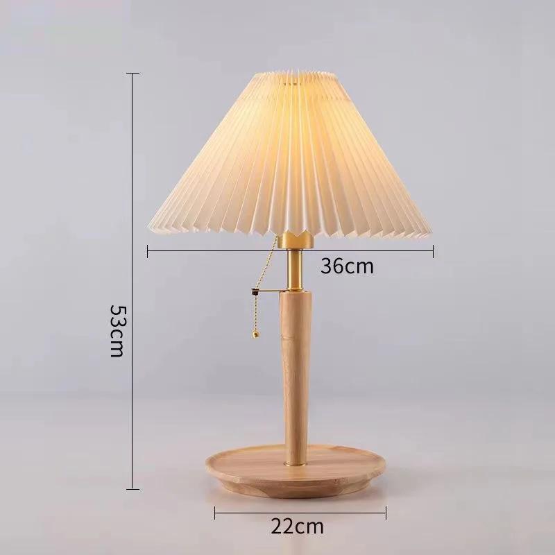 

Pleated Vintage Table Lamp Nordic High-end Solid Wood Studyroom Bebroom Bedside Light 53CM Plull Switch Plug Drop Shipping UK Plug