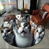 3D Persian Cat,Cute Calico Cat,Ragdoll Cartoon Round Carpet Rug for Living Room Bedroom Kid Playroom Decor,Pet Area Rug Non-slip