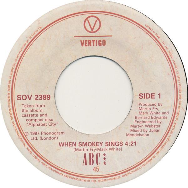 

7inch Record ABC - When Smokey Sings SOV2389 Vertigo 1987 Canada Rock Used