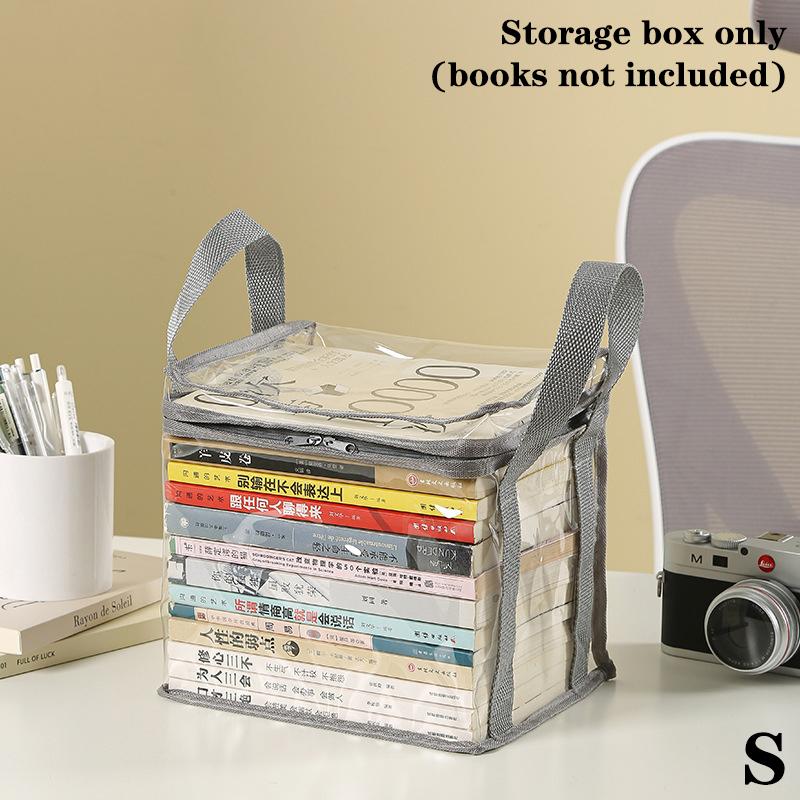Foldable Book Box Student Dormitory Classroom Book Organizer Transparent Waterproof Household Book Organizing Storage Box S серый